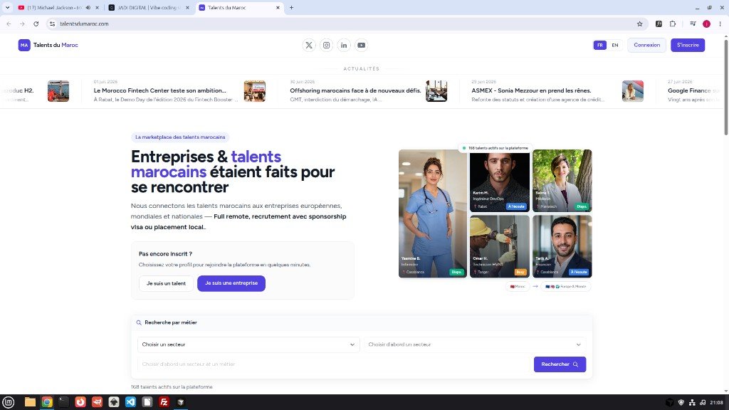 Capture d’écran de la page d’accueil talentsdumaroc.com